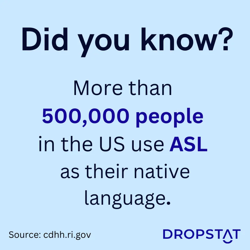 Over 500,000 people in the US use ASL as their native language - Dropstat
